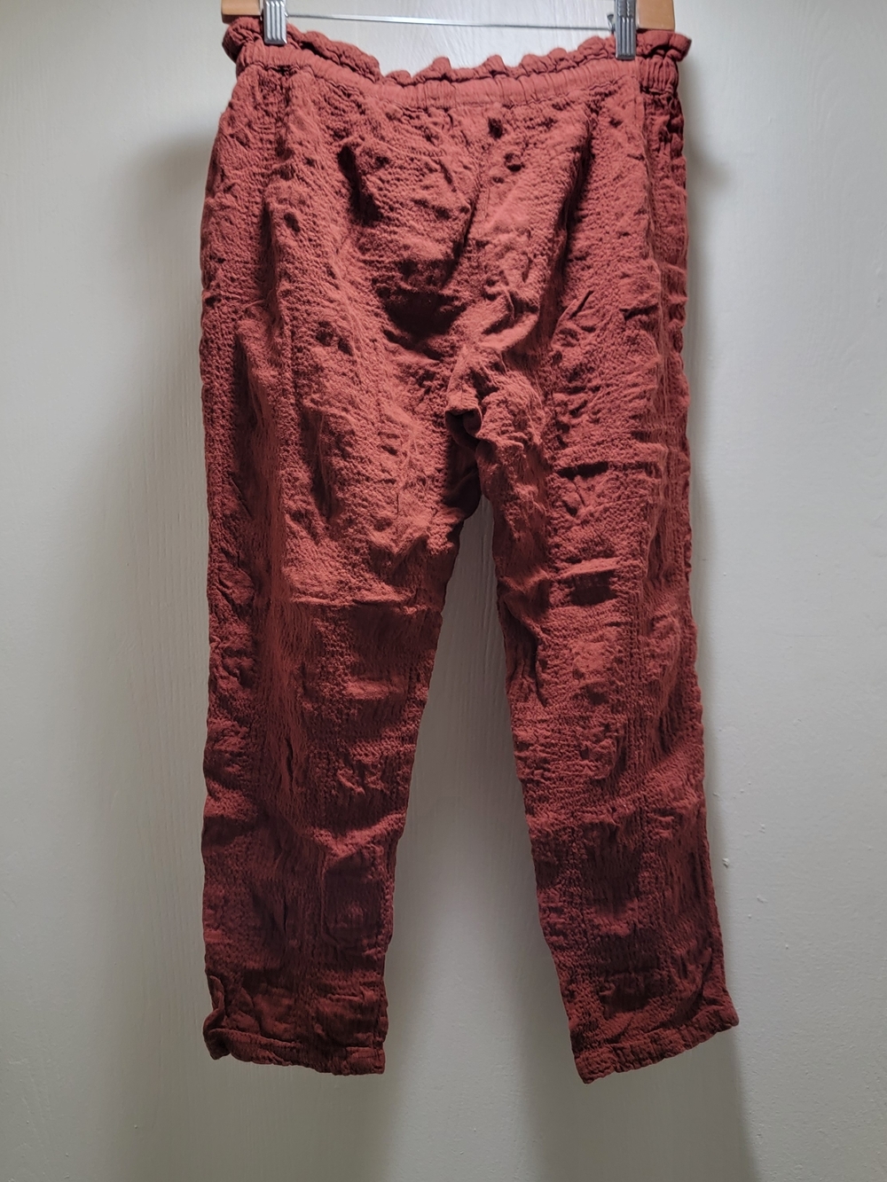 Hatch Rust Red Cotton Textured Drawstring Pants - Picture 5 of 6